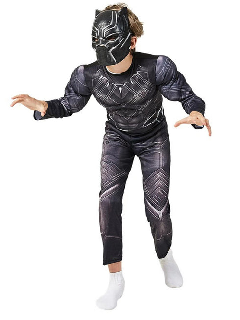 Big Boys Black The Avengers Black Panther Muscle Halloween Costume 3-8 - SophiasStyle.com